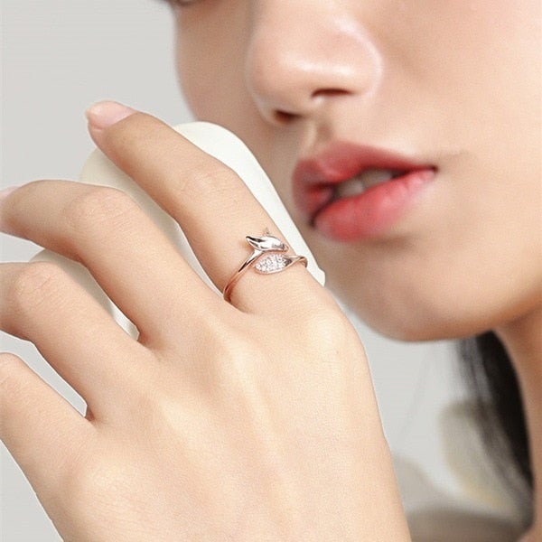 Stylish Silver Fox Ring - Renara-Rose gold-5-State of Style
