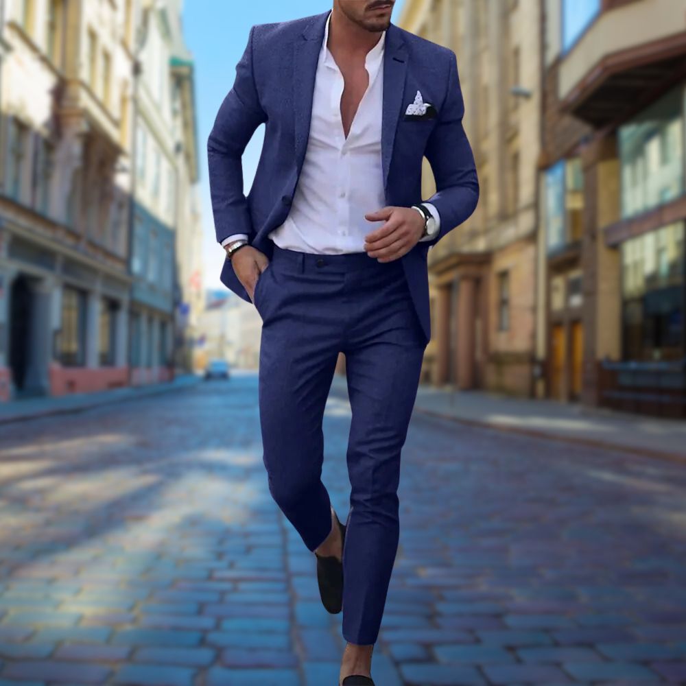 Stylish Slim Fit Men's Suit - Noah-Dark blue-XS-State of Style