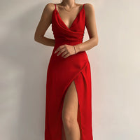 Stylish spaghetti strap dress – Elara-Red-S-State of Style