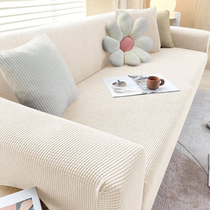 Stylish Stretch Sofa Cover - StretchGuard-1-Seater (90-140cm)-Beige White-State of Style
