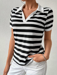Stylish Striped Short Sleeve T-shirt for Women - Julia-S-State of Style