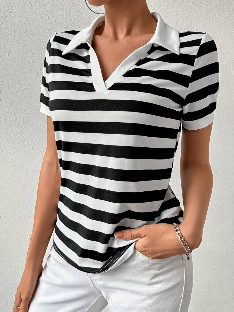 Stylish Striped Short Sleeve T-shirt for Women - Julia-S-State of Style