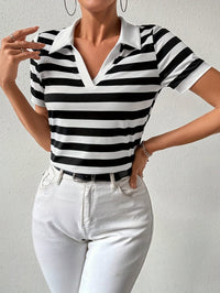 Stylish Striped Short Sleeve T-shirt for Women - Julia-S-State of Style
