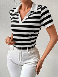 Stylish Striped Short Sleeve T-shirt for Women - Julia-S-State of Style