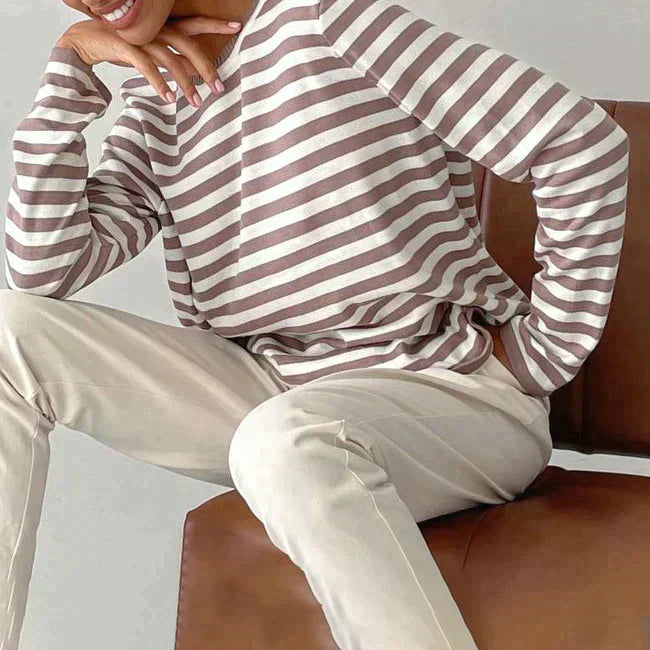 Stylish Striped T-Shirt Made from Lightweight Fabric - Color Stripes-Azure Blue-S-State of Style