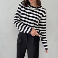 Stylish Striped T-Shirt Made from Lightweight Fabric - Color Stripes-Black-S-State of Style