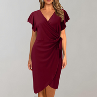 Stylish Summer Dress – Solène-Burgundy red-S-State of Style