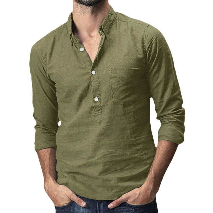 Stylish summer shirt in plus size for men – Hayes-Army green - 3 buttons-M-State of Style