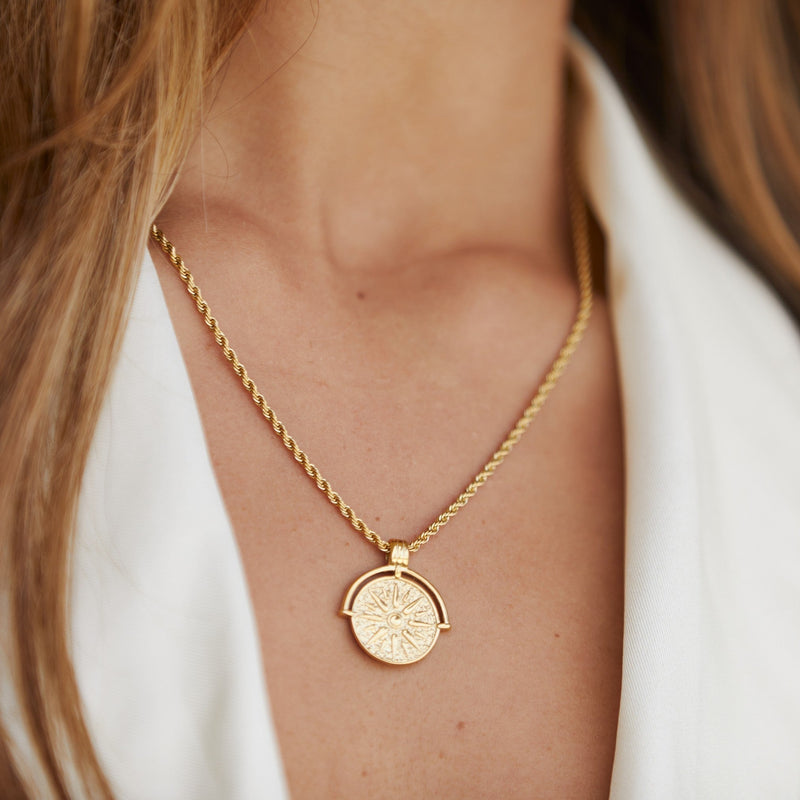 Stylish Sun Pendant Necklace - Aurora-Gold-State of Style