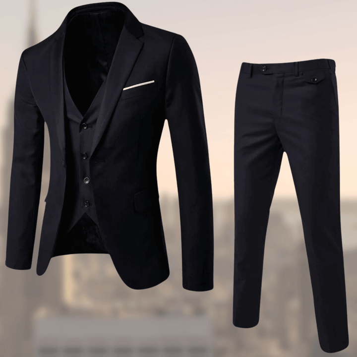 Stylish Three-Piece Men's Suit - Lucas-Black-S-State of Style