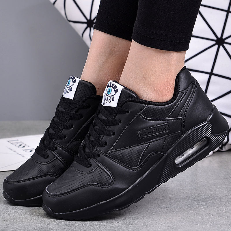 Stylish Vegan Leather Women's Sneakers - Valencia-Black-2.5-State of Style