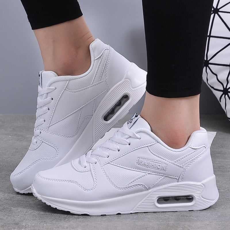 Stylish Vegan Leather Women's Sneakers - Valencia-White-2.5-State of Style