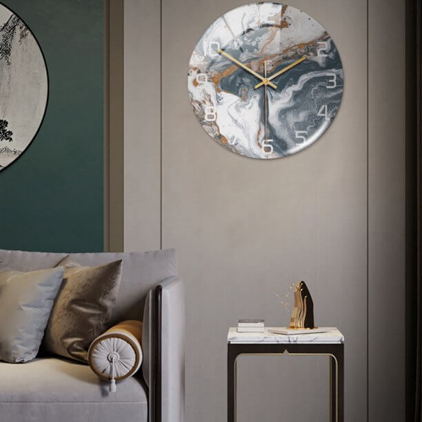 Stylish Wall Clock with Marble Texture - MarbleTime-Green-State of Style