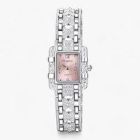 Stylish Watch with Rectangular Dial and Crystals – Camille-Pink-State of Style