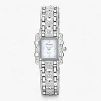 Stylish Watch with Rectangular Dial and Crystals – Camille-White-State of Style