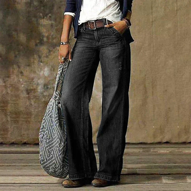 Stylish Wide Denim Trousers - NovaDenim-Dark Grey-S-State of Style