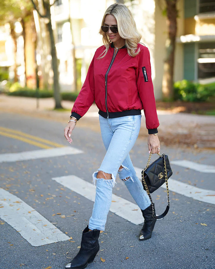 Stylish Women's Bomber Jacket | Lightweight & Comfortable-Black-S-State of Style
