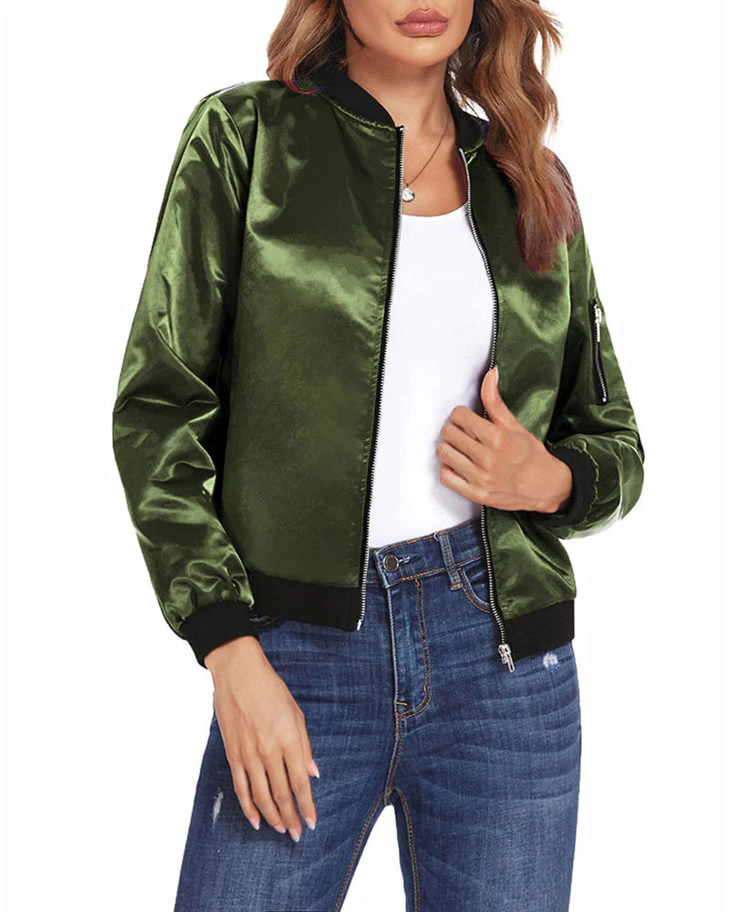 Stylish Women's Bomber Jacket | Lightweight & Comfortable-Black-S-State of Style