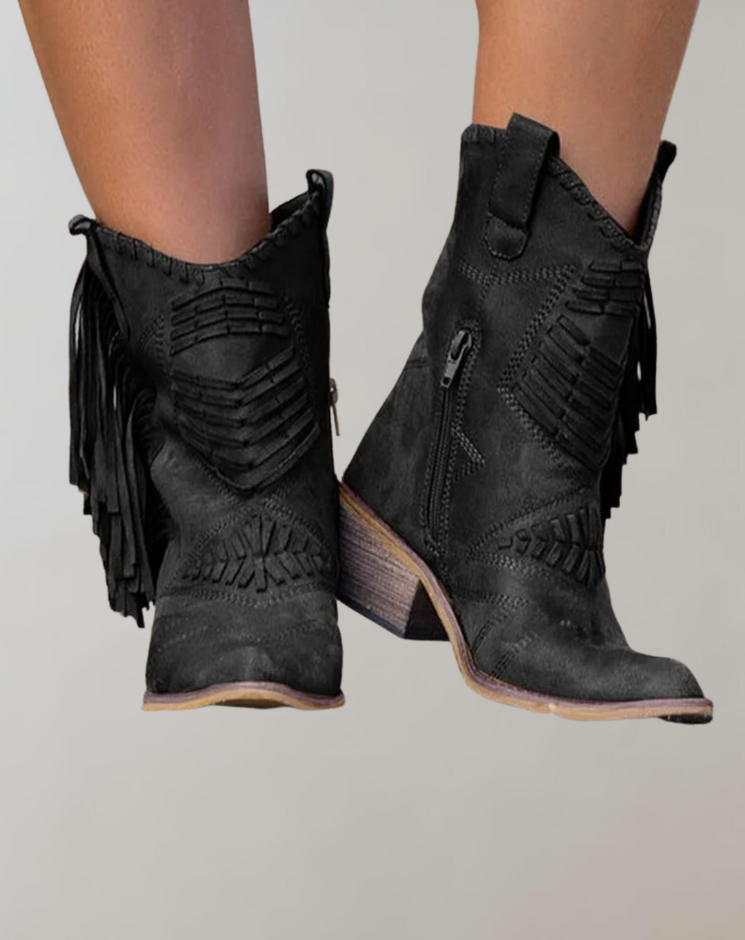 Stylish Women's Boots with Tassels - Selena-Black-4-State of Style