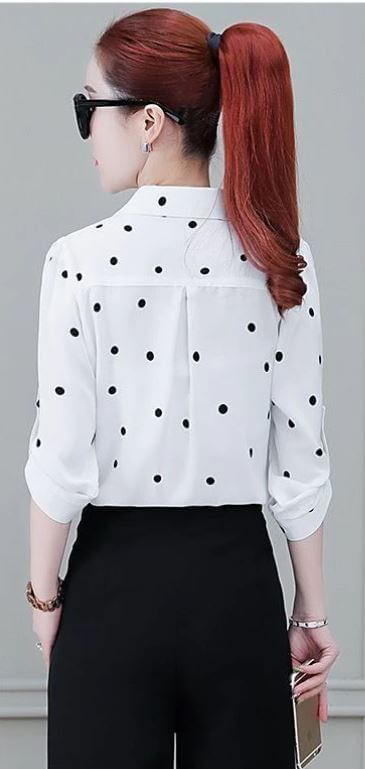 Stylish women's chiffon blouse with buttons & fold-over collar – Fenya-Khaki-L-State of Style