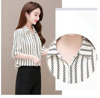 Stylish women's chiffon blouse with buttons & fold-over collar – Fenya-Khaki-L-State of Style