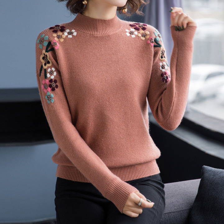 Stylish Women's Sweater with Floral Print - Isabeau-Brown-XS-State of Style
