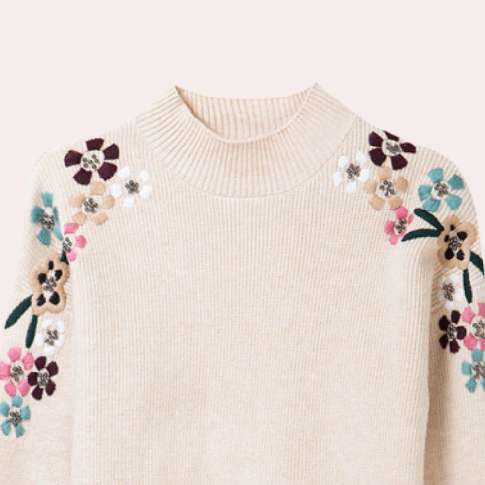Stylish Women's Sweater with Floral Print - Isabeau-Red-XS-State of Style