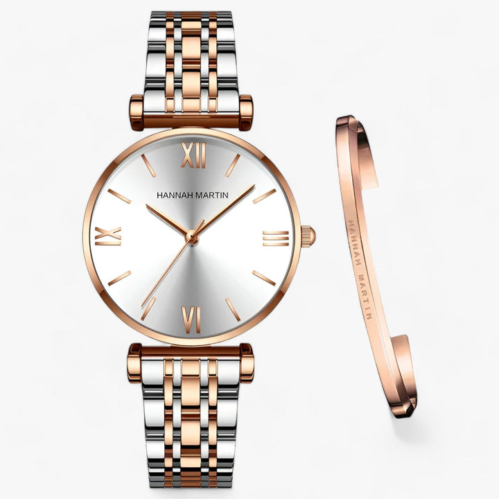 Stylish Women's Titanium Watch – Adeline-Rose Gold White-State of Style