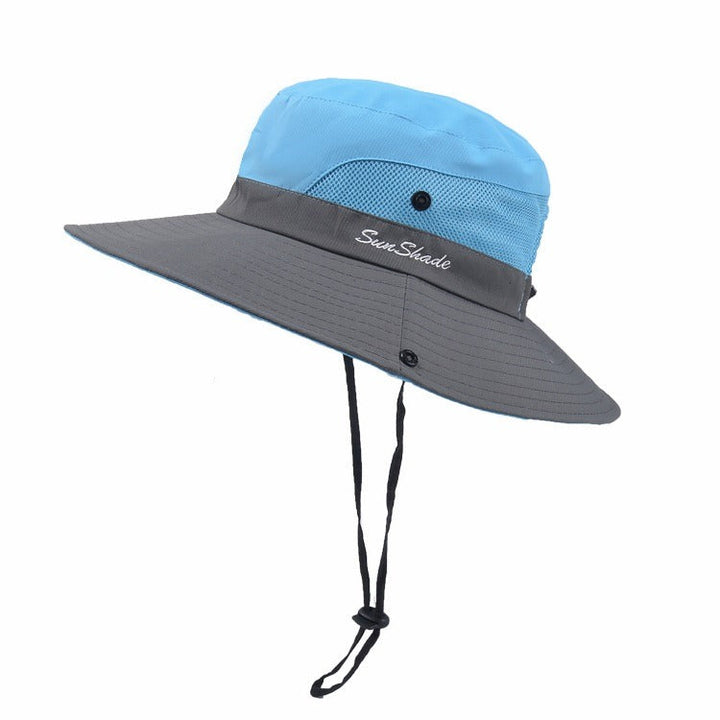 Stylish women's UV protection sun hat with a wide brim – Livia-Blue-State of Style