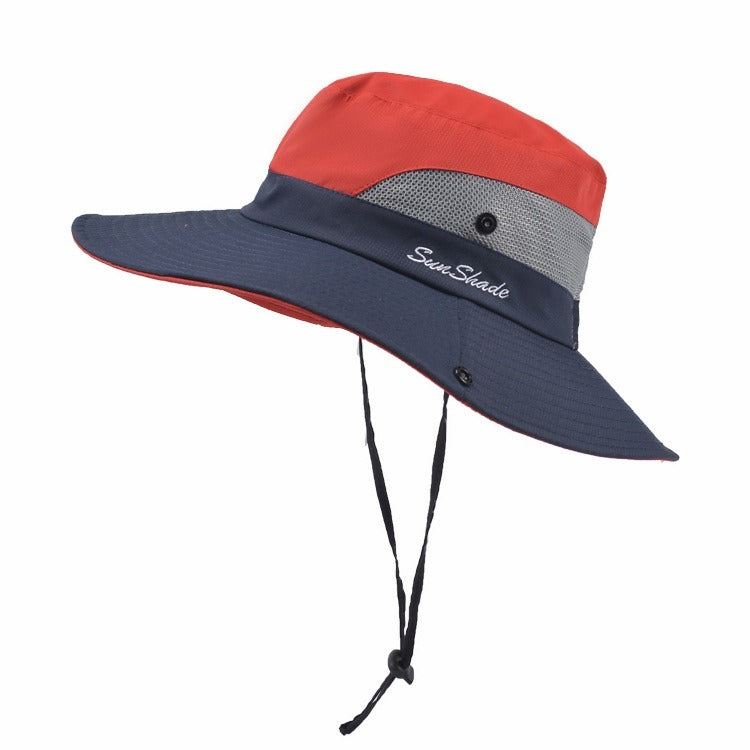 Stylish women's UV protection sun hat with a wide brim – Livia-Red-State of Style
