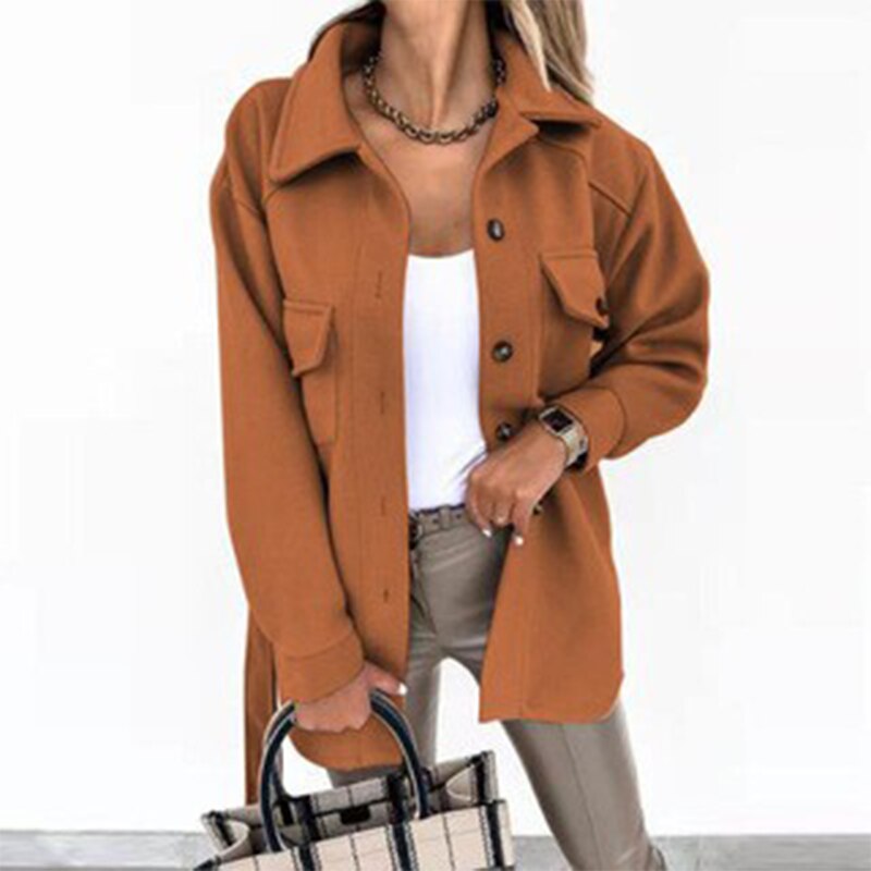 Stylish Wool-Look Jacket for Women - Sophie-Orange-S-State of Style