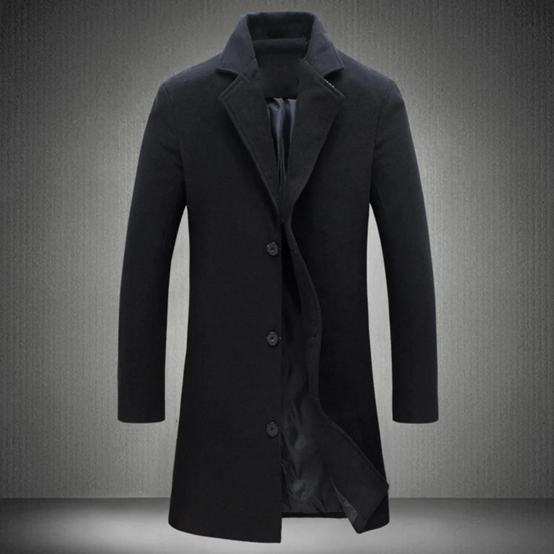 Stylish Wool Men's Coat - Maxwell-Black-2XS-State of Style