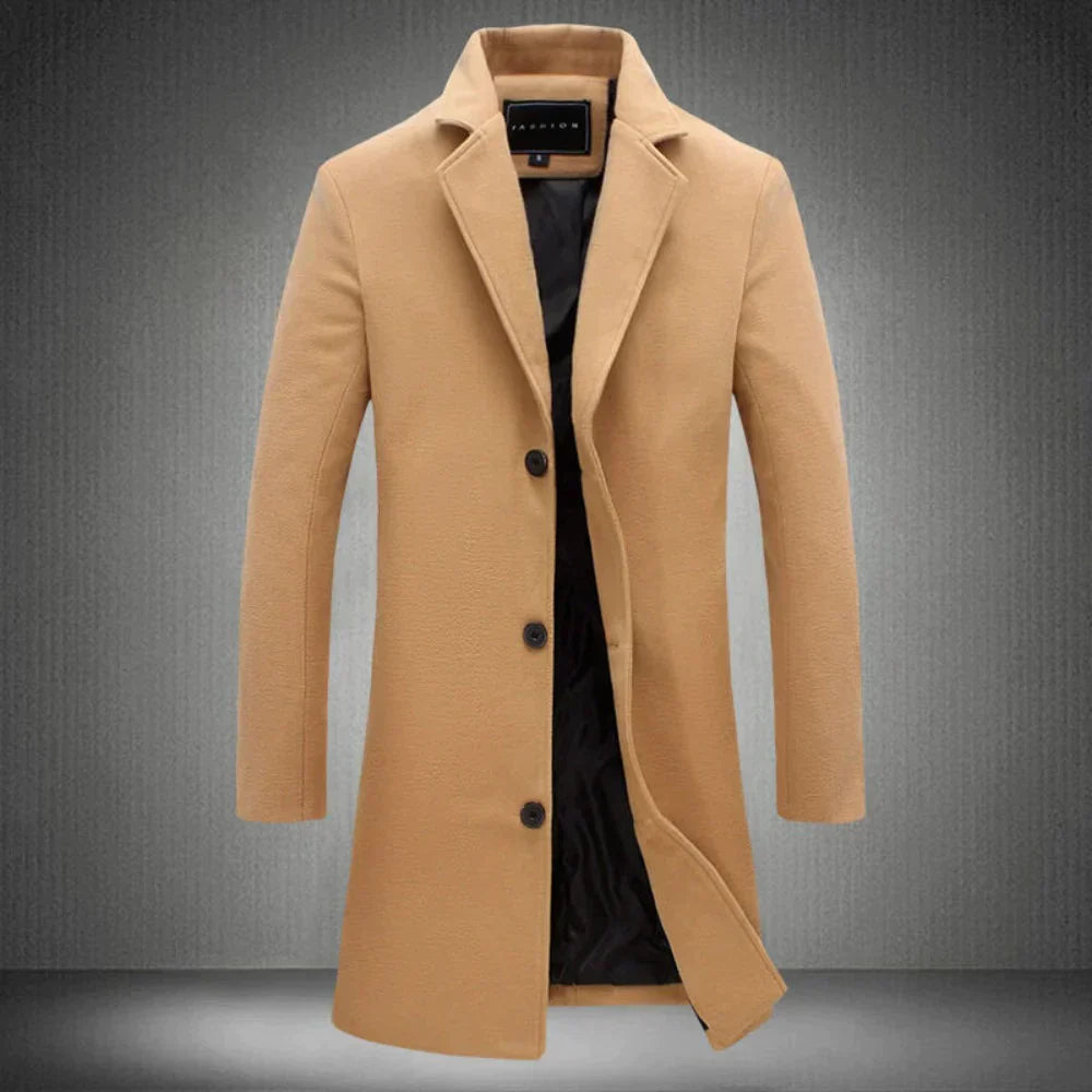 Stylish Wool Men's Coat - Maxwell-Khaki-2XS-State of Style