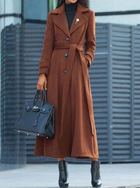 Stylish Wool Women’s Coat - Elora-Brown-S-State of Style