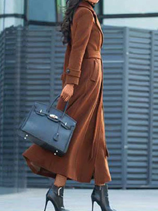 Stylish Wool Women’s Coat - Elora-Brown-S-State of Style