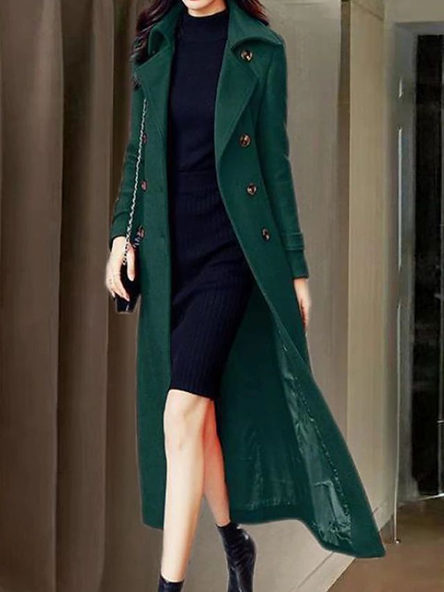 Stylish Wool Women’s Coat - Elora-Green-S-State of Style