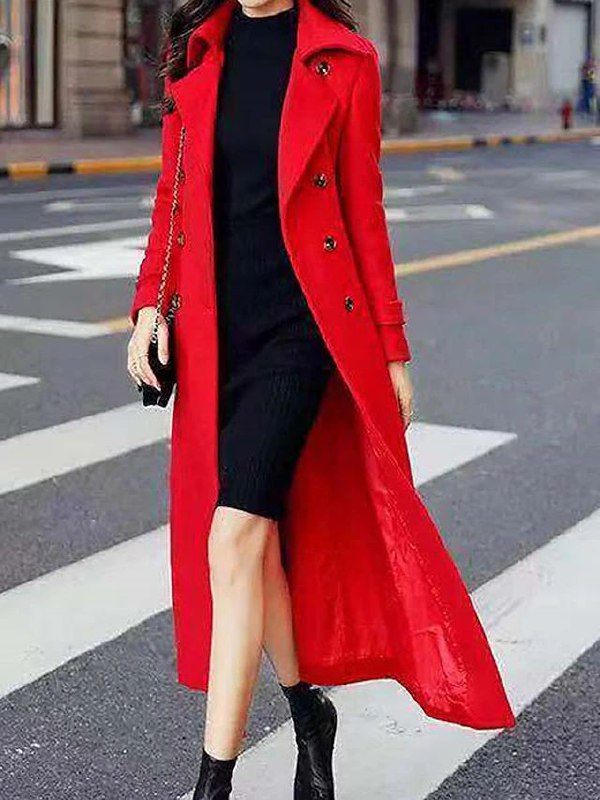 Stylish Wool Women’s Coat - Elora-Red-S-State of Style