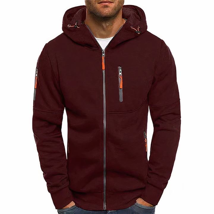 Stylish Zip-Up Hoodie - Markus-Burgundy-S-State of Style
