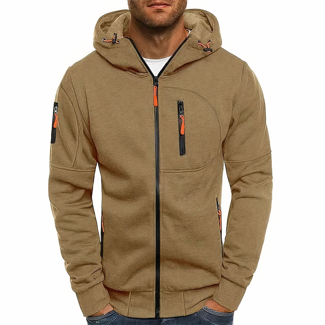 Stylish Zip-Up Hoodie - Markus-Khaki-S-State of Style