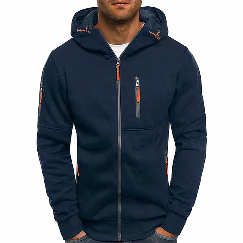 Stylish Zip-Up Hoodie - Markus-Navy Blue-S-State of Style