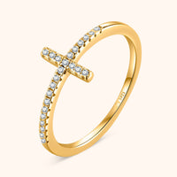 Stylish Zirconia Cross Ring – Faith-Gold-5-State of Style