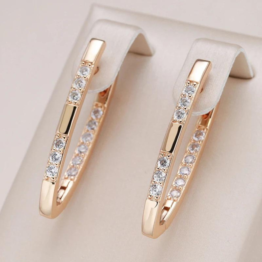 Stylish Zirconia Earrings - Aurélie-Gold-State of Style