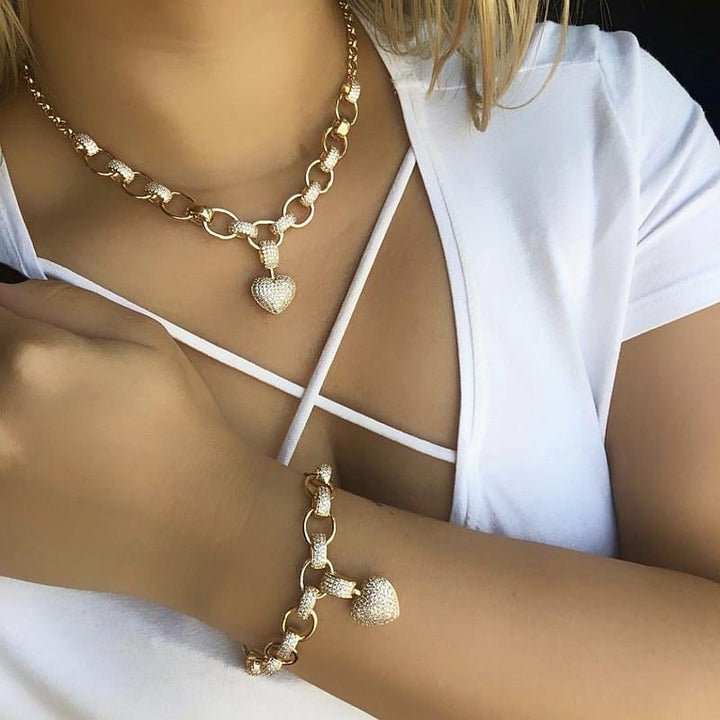 Stylish Zirconia Jewellery Set - Elisette-Gold-State of Style