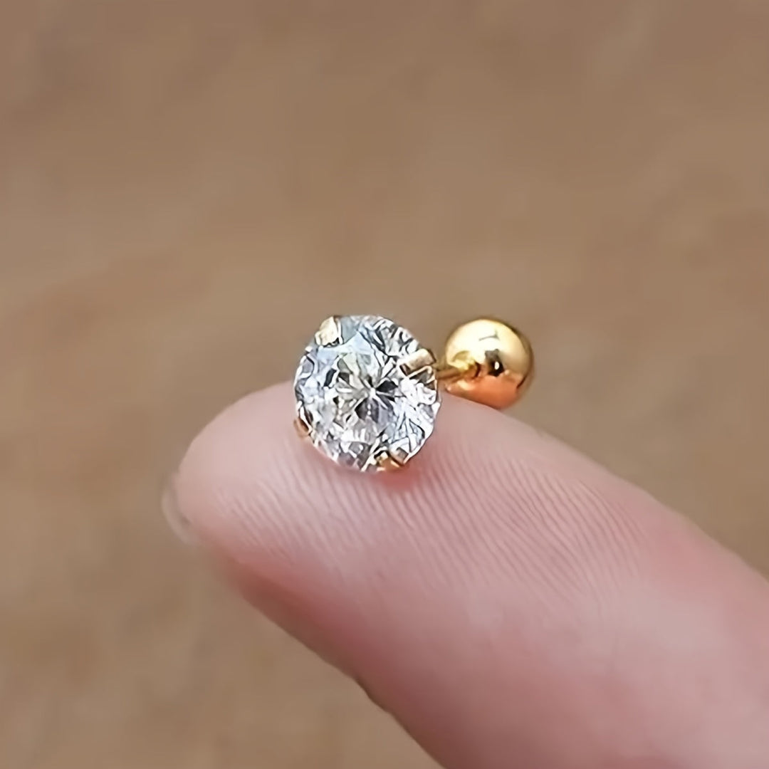 Stylish Zirconia Stud Earrings made of Titanium Steel - Lumen-0.3 CM 1 Pair-State of Style