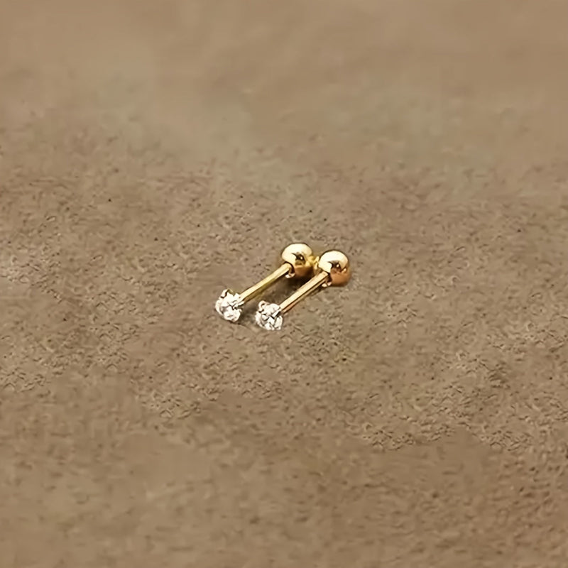 Stylish Zirconia Stud Earrings made of Titanium Steel - Lumen-0.3 CM 1 Pair-State of Style