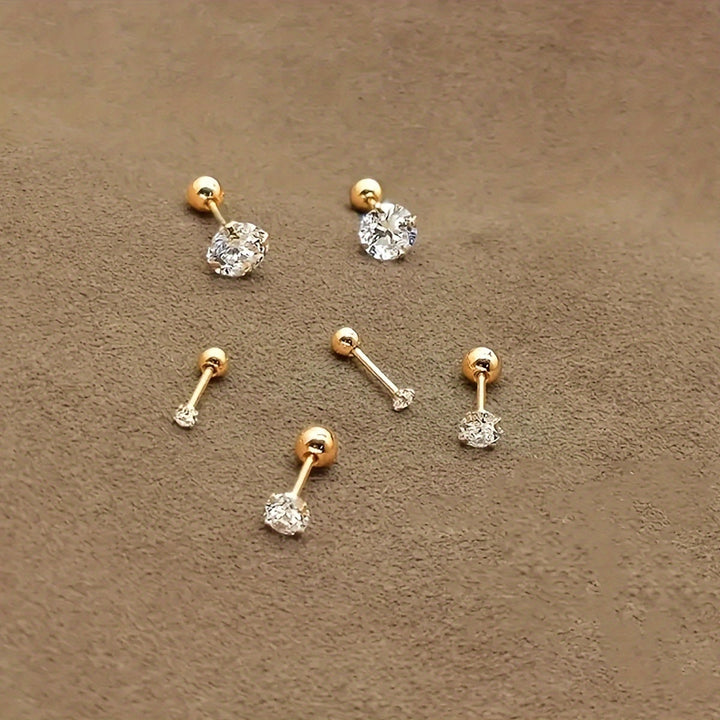 Stylish Zirconia Stud Earrings made of Titanium Steel - Lumen-0.3 CM 1 Pair-State of Style