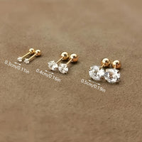 Stylish Zirconia Titanium Stud Earrings - Lumen-3mm (1 Pair)-State of Style