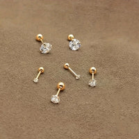 Stylish Zirconia Titanium Stud Earrings - Lumen-3mm (1 Pair)-State of Style