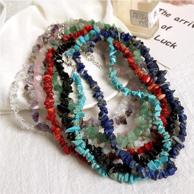 Stylishly Shaped Polished Crystal Necklace - Lina-Green Aventurine-State of Style