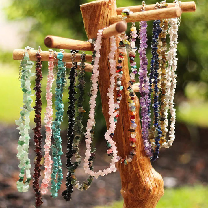 Stylishly Shaped Polished Crystal Necklace - Lina-Green Aventurine-State of Style